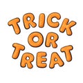 Halloween gingerbread cookies. Letters Trick or Treat. Vector.