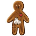 Halloween gingerbread man with skeleton, heart, spiderweb Royalty Free Stock Photo