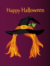 Halloween. A girl in a witch hat with hair without a face. Vector Royalty Free Stock Photo