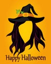 Halloween. A girl in a witch hat with hair without a face. Vector Royalty Free Stock Photo