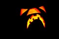 Halloween glowing pumpkin face Royalty Free Stock Photo