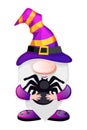 Halloween gnome with black spider for Halloween Day.