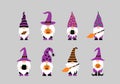 Halloween Gnomes. Set of cute cartoon characters. Vector template for typography poster, greeting card, banner, sticker Royalty Free Stock Photo