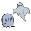 Halloween grave and ghost illustration