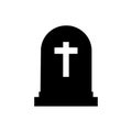 Halloween grave icon. Gravestone vector illustration. Rip tombstone flat icon.