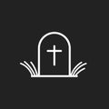 Halloween grave icon in line style. Gravestone vector illustration. Rip tombstone flat icon Royalty Free Stock Photo