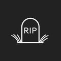 Halloween grave icon in line style. Gravestone vector illustration. Rip tombstone flat icon Royalty Free Stock Photo