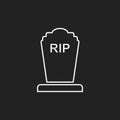 Halloween grave icon in line style. Gravestone vector illustration. Rip tombstone flat icon