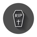 Halloween grave icon in line style. Gravestone vector illustration. Royalty Free Stock Photo