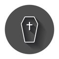 Halloween grave icon in line style. Gravestone vector illustration. Royalty Free Stock Photo