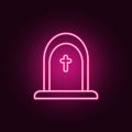 Halloween grave neon icon. Elements of Halloween set. Simple icon for websites, web design, mobile app, info graphics Royalty Free Stock Photo