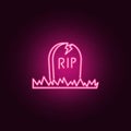 Halloween grave neon icon. Elements of Halloween set. Simple icon for websites, web design, mobile app, info graphics