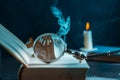 Halloween grave in a open book with