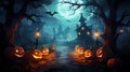 Halloween grave tree background 3d render Royalty Free Stock Photo