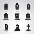 Halloween, grave vector icon set. Royalty Free Stock Photo