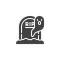 Halloween gravestone and ghost vector icon