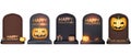 halloween gravestone pumpkin set included 3d illustration isolated on a white background with clipping path Royalty Free Stock Photo