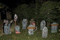 Halloween graveyard on a lawn in Dallas, Texas.