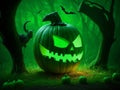 Halloween green color pumpkin with bats