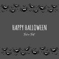 Halloween greeting card with creepy hanging spiders. Vector Royalty Free Stock Photo