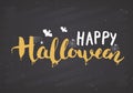 Halloween greeting card. Lettering calligraphy sign and hand drawn elements, party invitation or holiday banner design vector illu