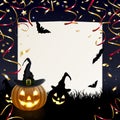 Halloween Greeting Card with Merry Pumpkins Royalty Free Stock Photo