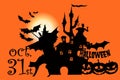 Halloween greeting card on Orange background. Illustration design