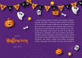 Halloween greeting card and poster in vector and paper cut design