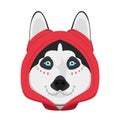 Halloween greeting card. Siberian Husky dog dressed as a skeleton with red hood Royalty Free Stock Photo