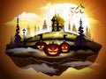 Halloween greeting card, vector illustration. Royalty Free Stock Photo