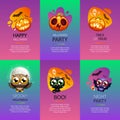 Halloween Greeting Cards Vibrant Set Royalty Free Stock Photo