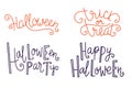 Halloween greeting lettering. Season vector holiday design of phrases. Vector Handwritten text. Calligraphy collection.