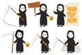 Halloween Grim Reaper Character Vector Set Royalty Free Stock Photo