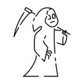 Halloween grim reaper line icon. Happy halloween. Death with scythe outline vector icon. Symbol, logo illustration. Vector Royalty Free Stock Photo