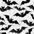 Halloween grunge seamless pattern with flying bats Royalty Free Stock Photo