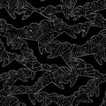 Halloween grunge seamless pattern with flying bats Royalty Free Stock Photo