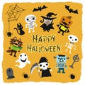 Halloween hand-drawn cute characters illustration Royalty Free Stock Photo