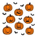 Halloween hand drawn illustration or pattern. Background Vector illustration. Royalty Free Stock Photo
