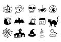 Halloween hand drawn line icons on white background