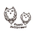 Halloween Hand Drawn Owls with Phrase Royalty Free Stock Photo