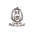 Halloween hand drawn pumpkin with handwritten phrase