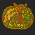 Halloween hand drawn text lettering and graphics on gift card