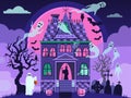 Halloween Haunted House with Monsters and Ghosts Royalty Free Stock Photo