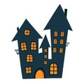 Halloween haunted house. Vector silhouette of a scary old house. Mystical spooky house. Halloween black castle. Witch's Royalty Free Stock Photo