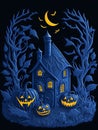 Halloween haunted house weith pimpkin. generative AI