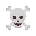 Halloween head skull and bones crossed flat style icon