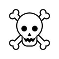 Halloween head skull and bones crossed line style icon