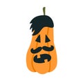 Halloween hipster pumpkins with mustache. Vector illustration