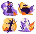 Halloween holiday in autumn, witch character mummy Royalty Free Stock Photo