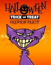 Halloween holiday cartoon design with gremlin